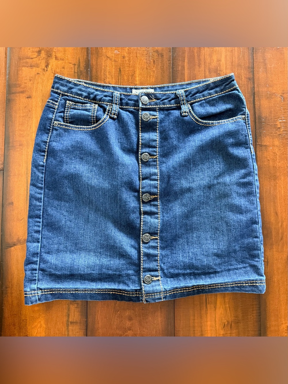 Earl Jeans Button-Front Denim Mini Skirt